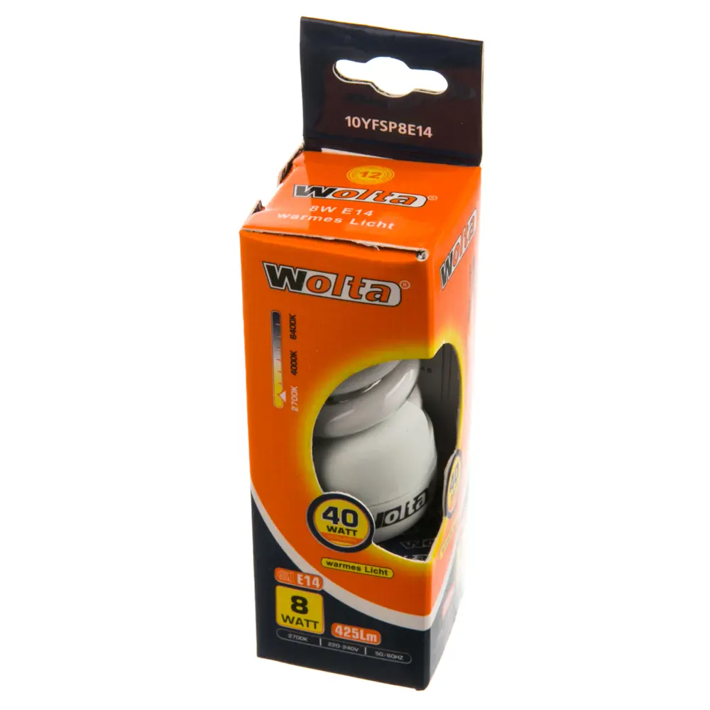 Лампа энергосберегающая Wolta спираль E14 8 Вт свет тёплый белый STLM-2152734 - Вид №1