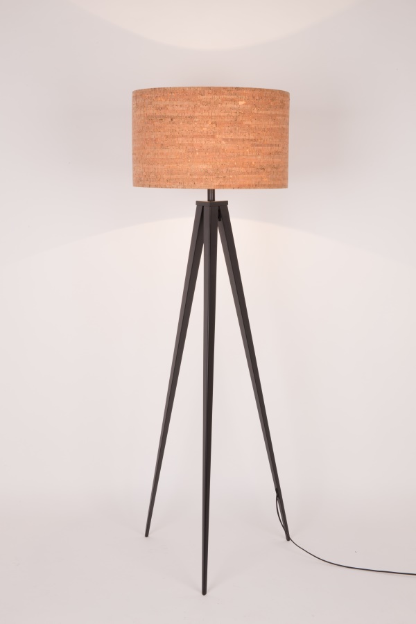 Лампа напольная Tripod Cork, бежевая с черными ножками Zuiver 5100050 - Вид №7