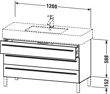 XL655509090 Тумбочка напольная X-Large #XL6555 1200 x 470 мм Фланелево-серый шелковисто-матовый лак Duravit - Вид №1