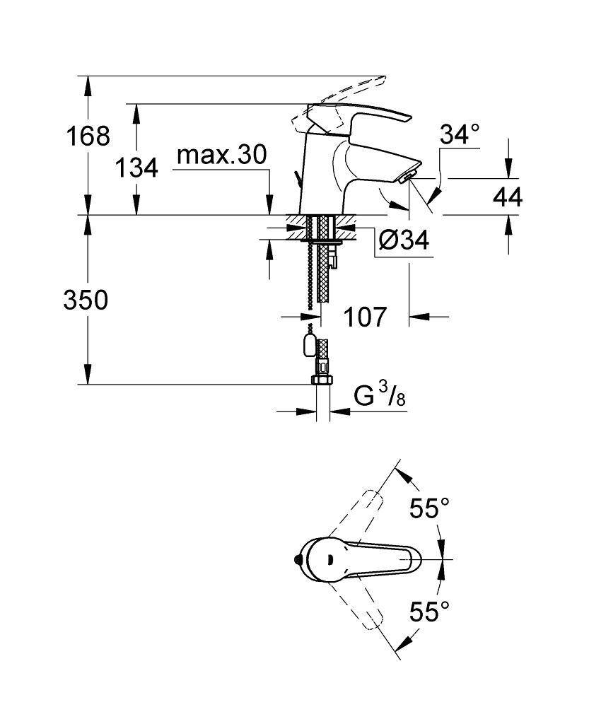 33557001 Смеситель для раковины Grohe Eurostyle хром - Вид №1