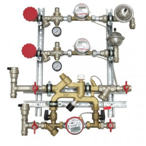 VT.NM.GP.06.RS.0 Квартирная станция для систем отопления и водоснабжения с перепускным клапаном Valtec 1,5/0,6 м куб./ч, RS 485