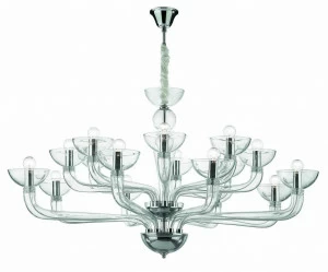 Подвесная люстра Ideal Lux Casanova SP16 Trasparente IDEAL LUX ДИЗАЙНЕРСКИЕ, CASANOVA TRASPARENTE 057286 Хром