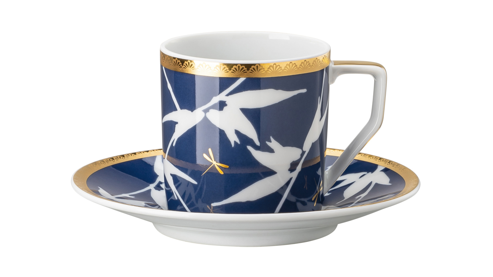 10655606 Rosenthal Набор чашек для эспрессо с блюдцами Rosenthal Турандот 70мл, фарфор, синий, золотой кант, 6шт Фарфор  - Вид №1