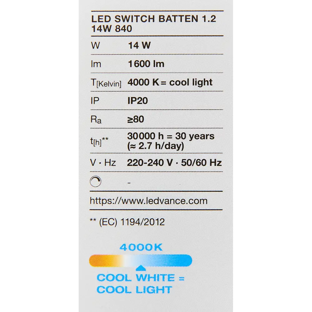 Светильник линейный светодиодный Ledvance LED Switch Batten 1173 мм 14 Вт, холодный белый свет STLM-2041565 - Вид №5