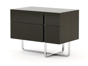 Прямоугольная прикроватная тумбочка из нержавеющей стали и дерева с ящиками