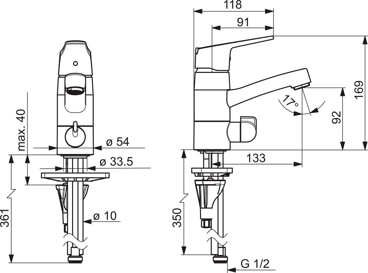 Oras 1813G Смеситель для умывальника с клапаном 1813G Vega Хром  - Вид №1
