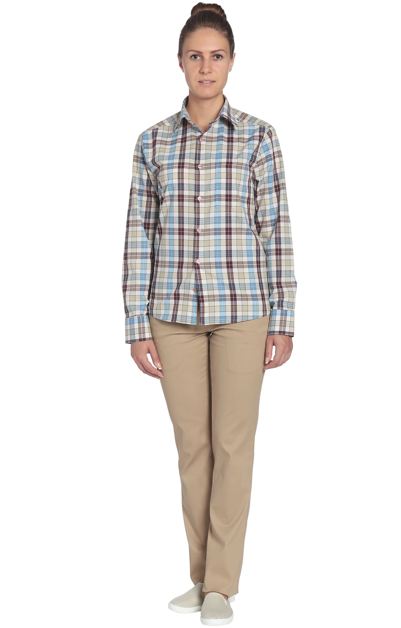 67813 Рубашка в клетку plaid beige (шотландка бежевая) HIPSTER  Толстовки, рубашки, футболки, тенниски  размер 42 (84)  - Вид №1