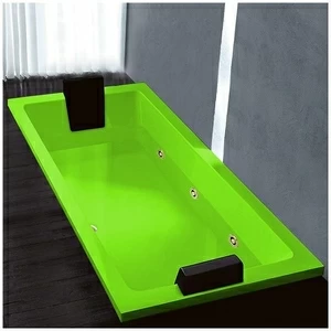 Ванна Gruppo treesse Quadra 199 V0737-SX-SZ салатовая с золотой фурнитурой и гидромассажем прямоугольная встроенная левая