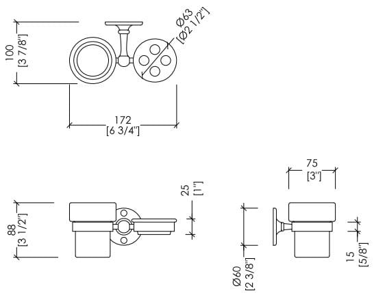 Керамический и латунный двойной настенный держатель зубной щетки Devon&Devon Кавендиш ARCH-00072616 - Вид №1