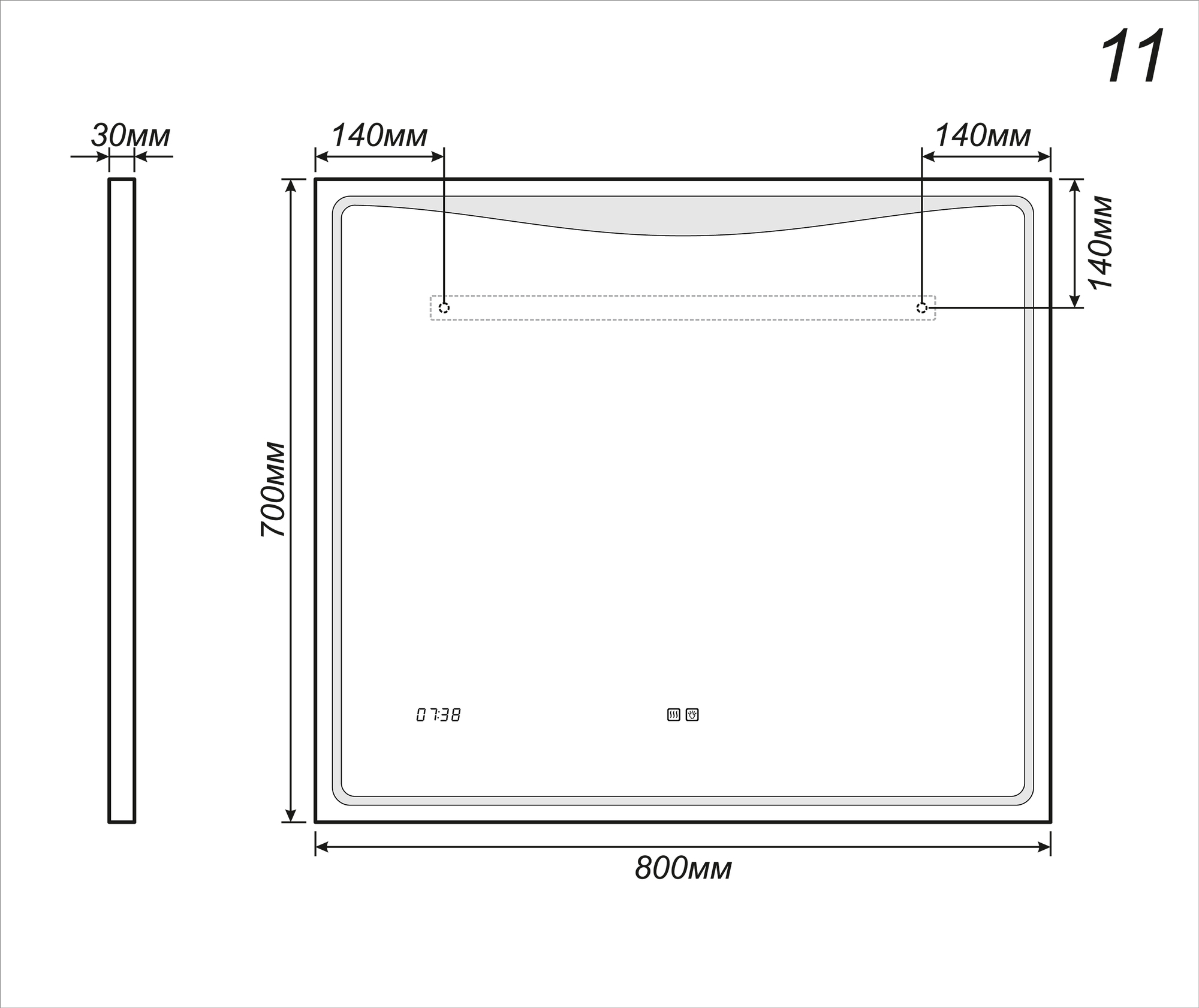Зеркало Eva Luxe 700700⨉40⨉700 мм хром VIGO sun-id-664549 - Вид №4