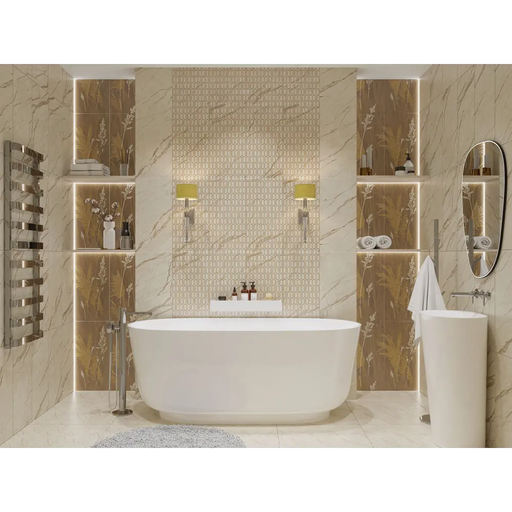 Плитка настенная Azori Forest Geometry 31.5x63 см 1.59 м² матовая цвет бежевый мрамор 87112444 STLM-2072469 - Вид №6