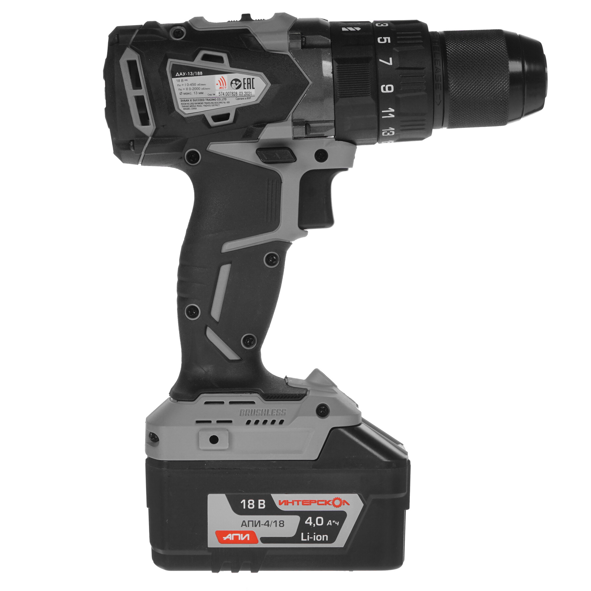 Дрель-шуруповерт Интерскол ДАУ-13/18В АПИ 18V 8192023 STDN-0105102 - Вид №1