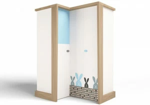 Шкаф угловой ABC-KING , гармошка MIX BUNNY голубой, правый