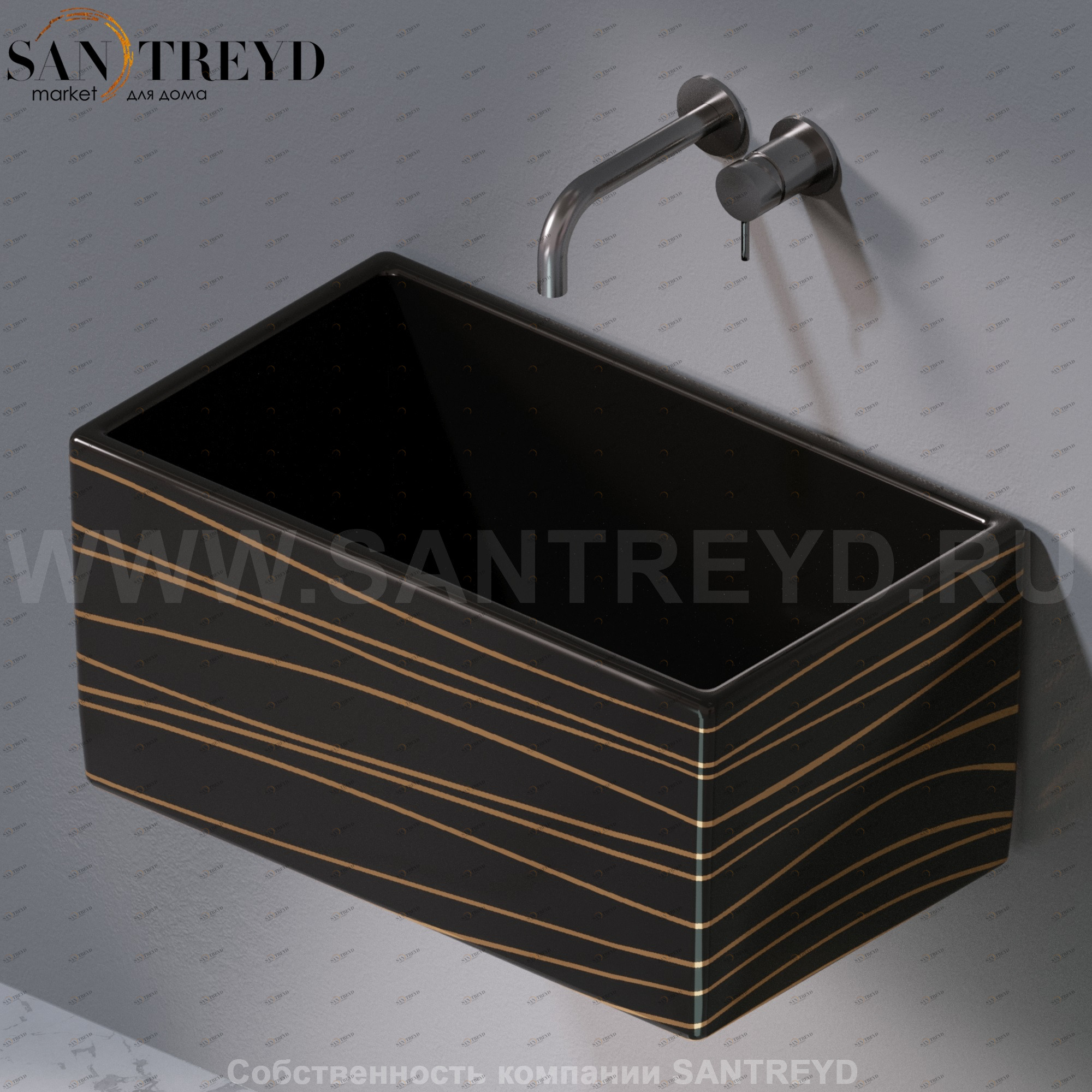 L112411G Подвесная раковина настенная прямоугольная A. e T. Italia Tower черная AeT ITALIA