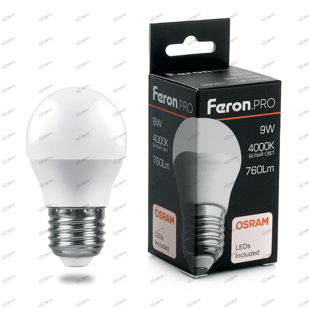 Лампа светодиодная Feron.PRO "Шарик" E27 6W 4000K OSRAM LED LB-1406 38069 FERON  00-3956745 Матовый 
