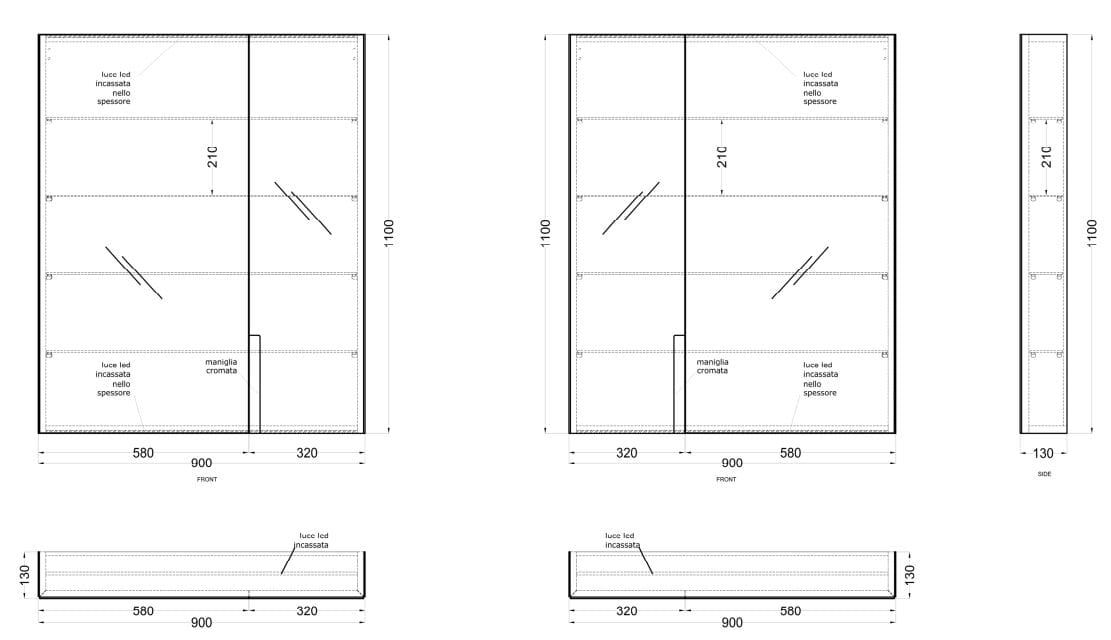 Прямоугольное настенное зеркало с контейнером Ceramica Cielo проволока ARCH-00138860 - Вид №2