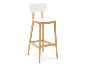 Высокий стул из дерева и полипропилена со спинкой