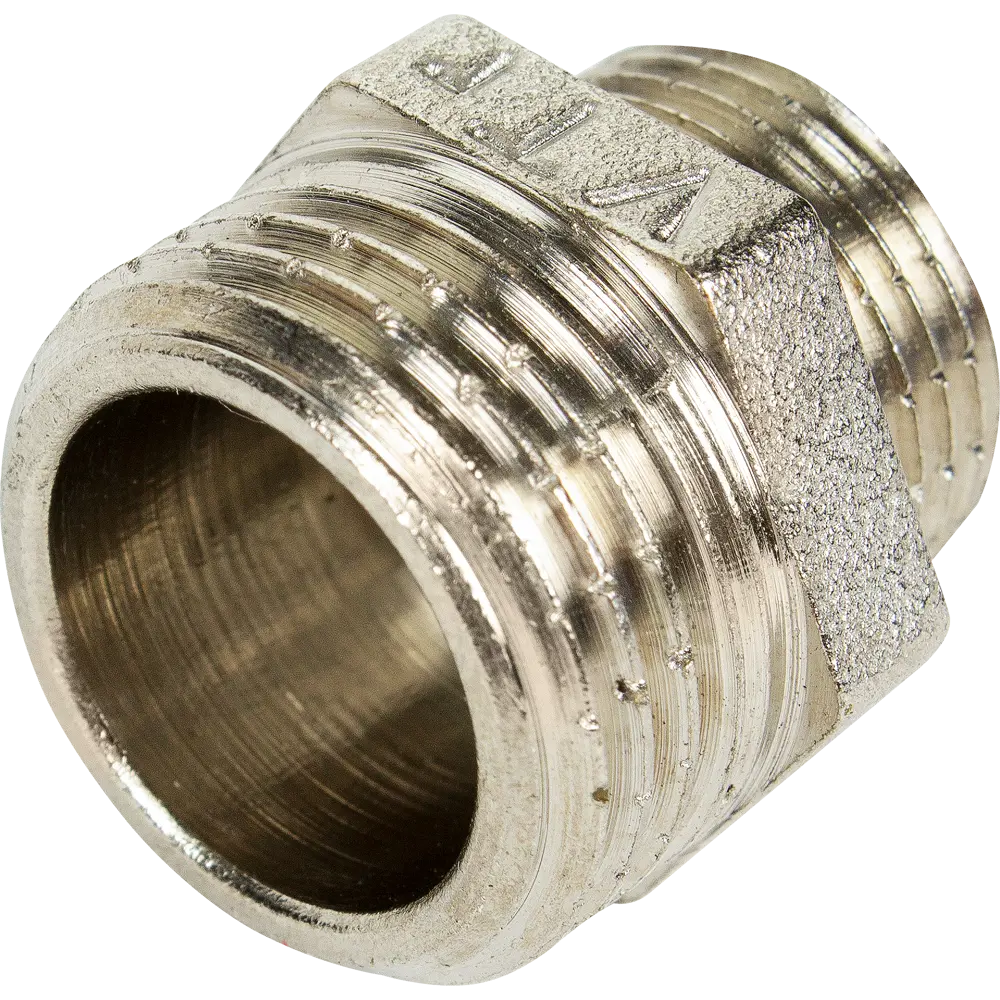 Ниппель переходной Valtec наружная резьба 1/2х3/8 мм никелированная латунь STLM-2122523