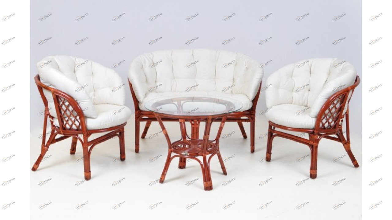 Мебель для дачи на 4 персоны белая Bahama IMPEX CREATIVE 040188 Белый;коричневый 