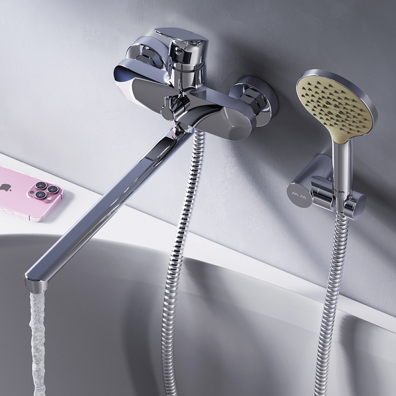 F8095000 смеситель д/ванны/душа излив 320 мм душевой набор хром шт. AM.PM Like - Вид №2