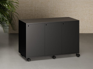 Металлический офисный шкаф с поворотными дверями с колесами