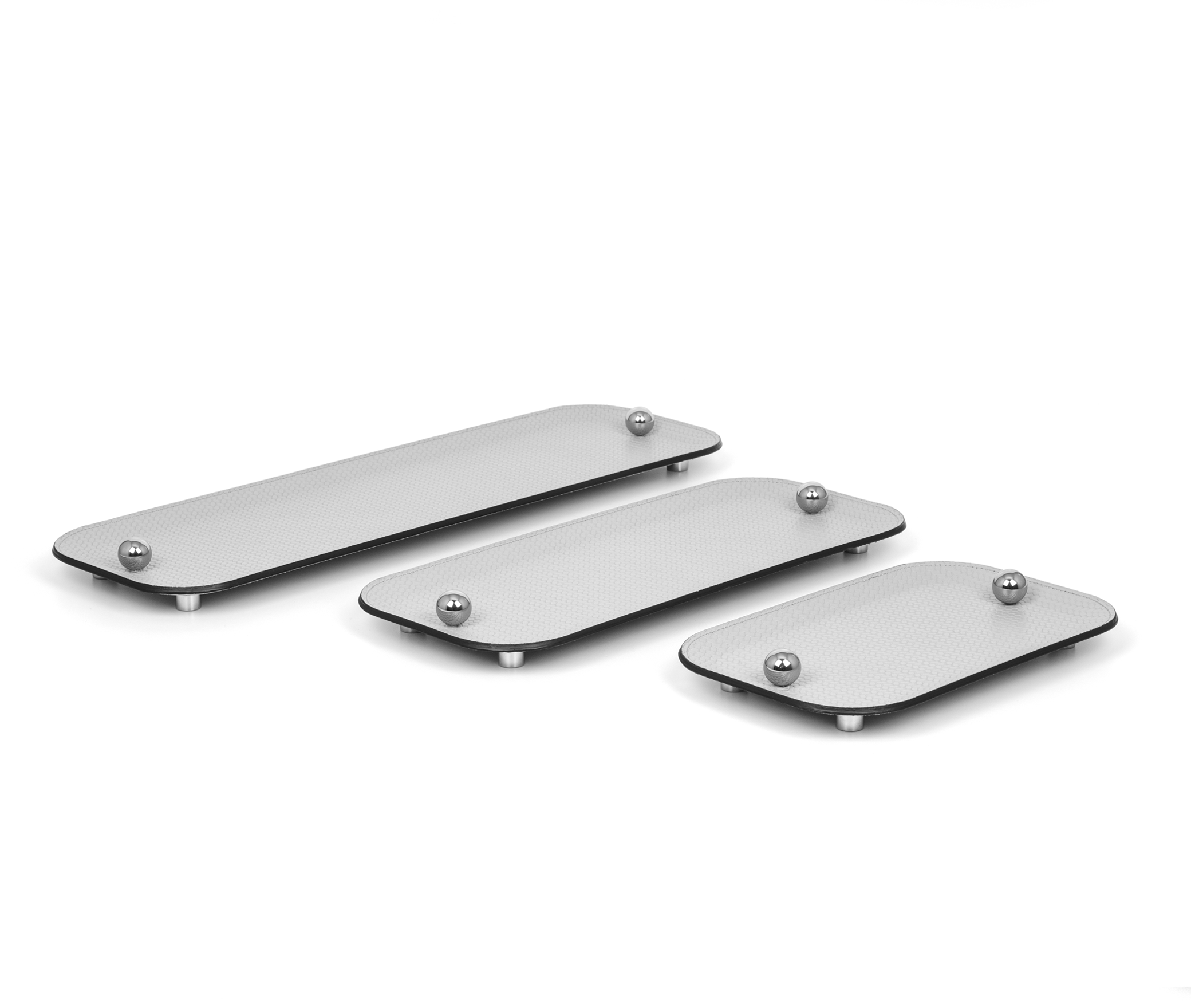 Олимпия Поднос - 25X15 см/металл-хром/зернистая кожа_кремовый Pinetti 00.1630.029.027 - Вид №4