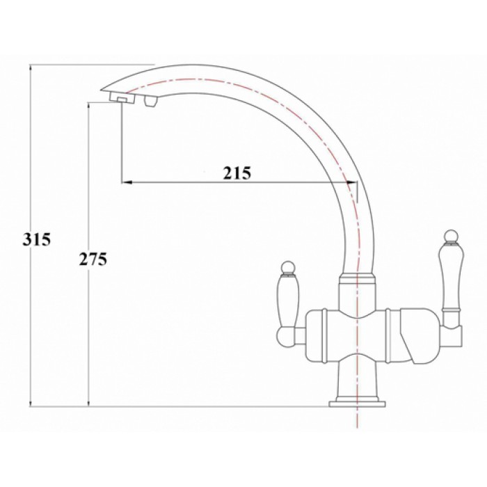Zorg ZR 327 YF бронза кварц Смеситель для кухни Zorg 315х215  - Вид №2