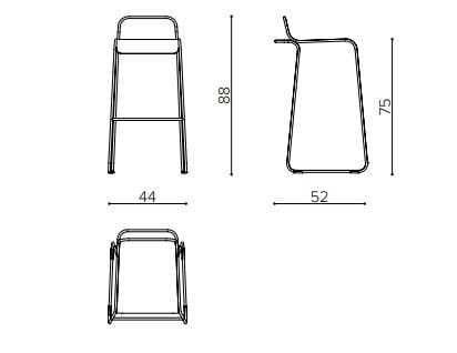 Стальной и деревянный табурет с подставкой для ног True Design Flow ARCH-00057643 - Вид №22
