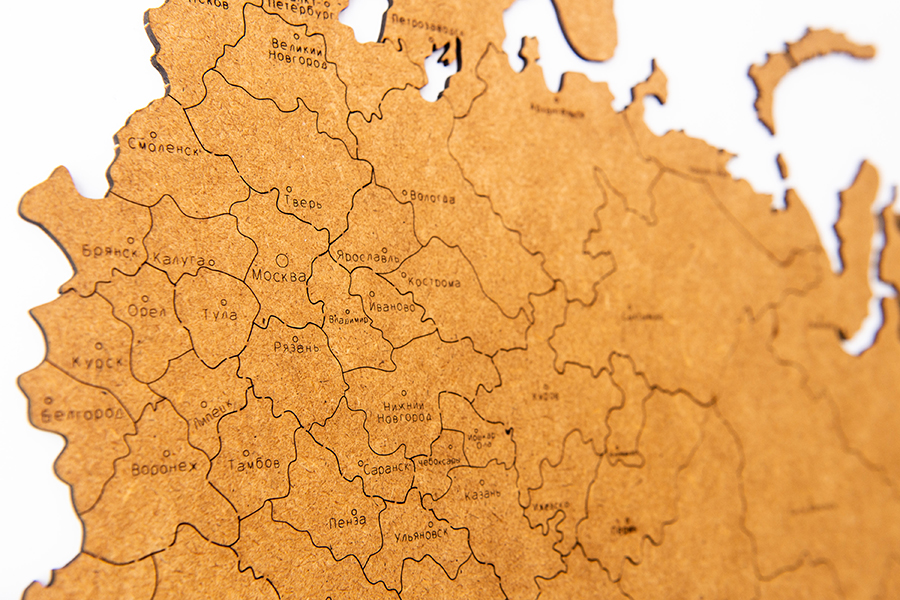 19-26 Карта-пазл wall decoration "российская федерация" с городами, 98х53 см коричневая Mimi  - Вид №7