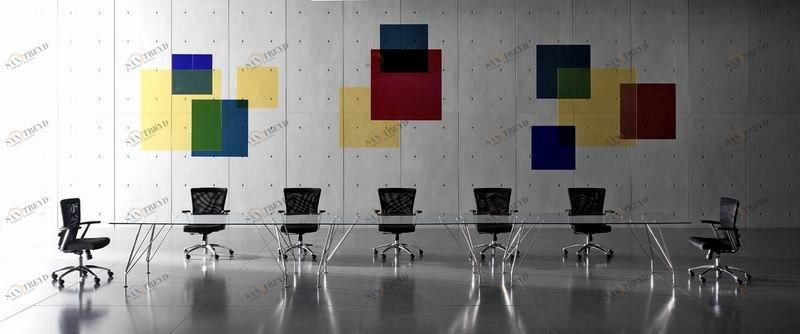 MASCAGNI Прямоугольный стол для совещаний из нержавеющей стали и хрусталя Meeting sun-id-1379327