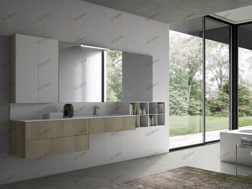 Ideagroup Тумба под умывальник из дерева с зеркалом Sense sun-id-1473800