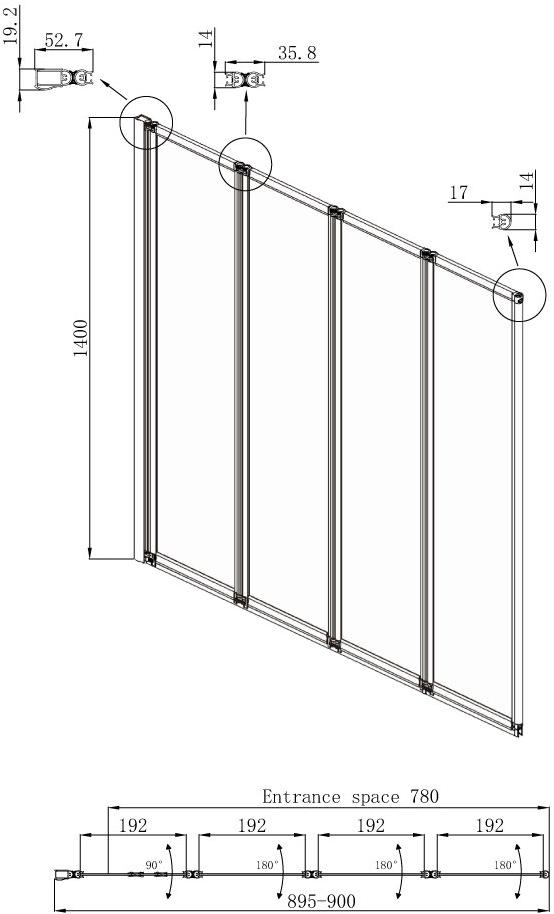 16041110L Душевое ограждения на борт вынны Ambassador Китай Bath Screens - Вид №4