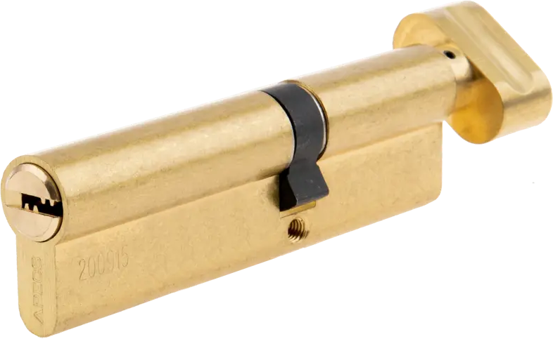 Цилиндр дверной APECS Pro с механизмом ключ-вертушка, золото 60x45 мм 85559798
