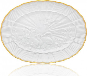 67411 Meissen Блюдо овальное 30см "Лебединый сервиз" (золотой кант) Фарфор