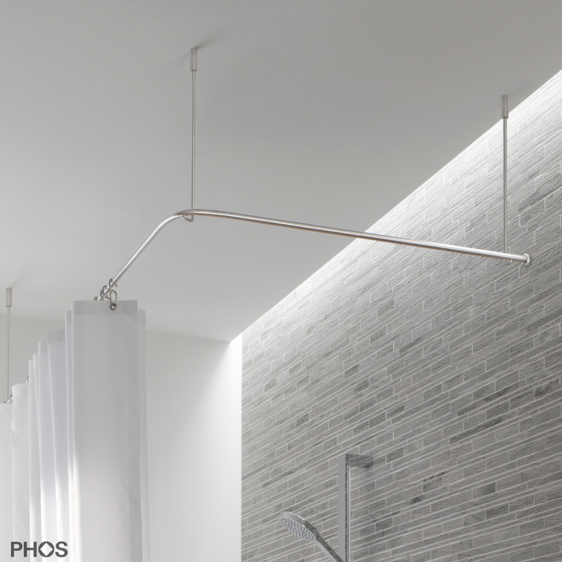 DSE1000-900F L-образный потолочный карниз для занавески для душа, 100 x 90 см PHOS 