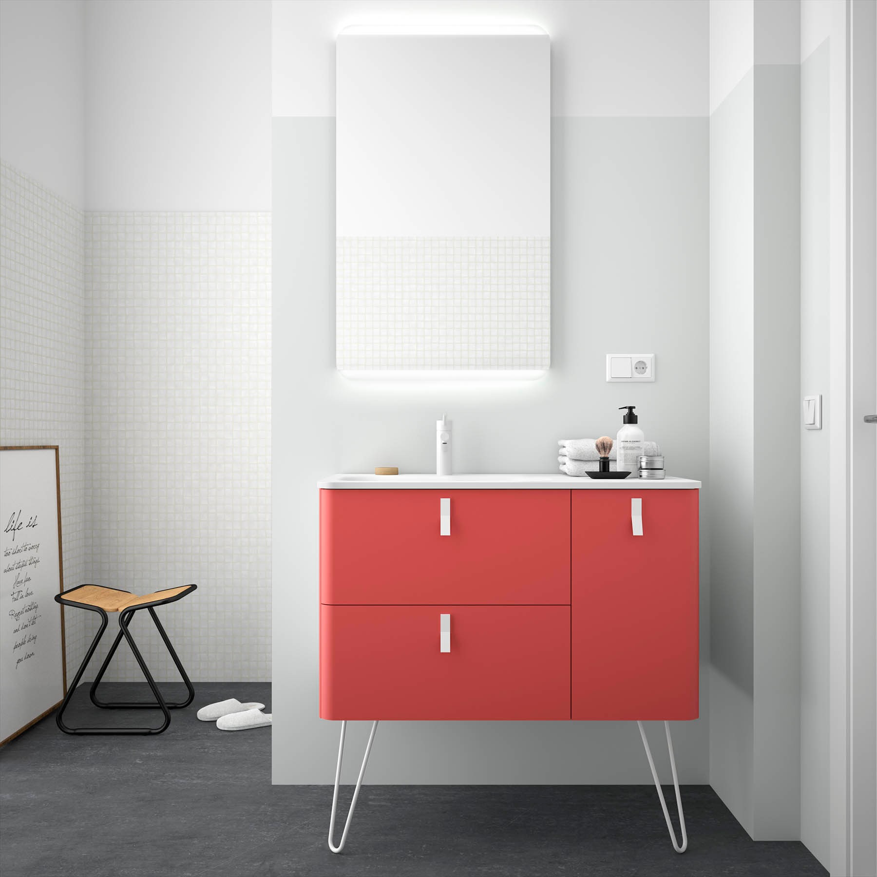 24638 SALGAR Мебель для умывальника UNIIQ 1200 правая ROJO Рохо  - Вид №1