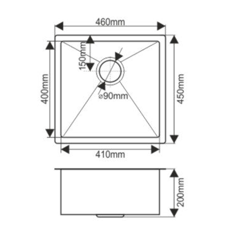 Мойка D4645H MELANA ProfLine 1,2/200 САТИН врезная квадратная D4645H D4645H сатин - Вид №2