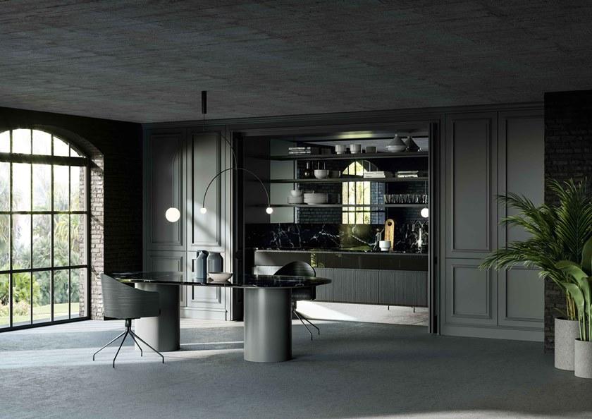 L'Ottocento Овальный стеклянный стол с цилиндрическими деревянными опорами Archetipo sun-id-1351505 - Вид №3