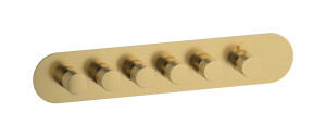 External part of thermostatic 5 ways, round plate, horizontal, Vinile handle WE ARE IB eua522osnvn Brushed Gold Aqua