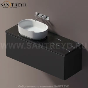 Agape ELL Столешница на тумбу с возможностью установки 1-2 раковины. Размер: длина от 140 см до 160 см. Отделка: черный мрамор AELLM1MCC1416ED