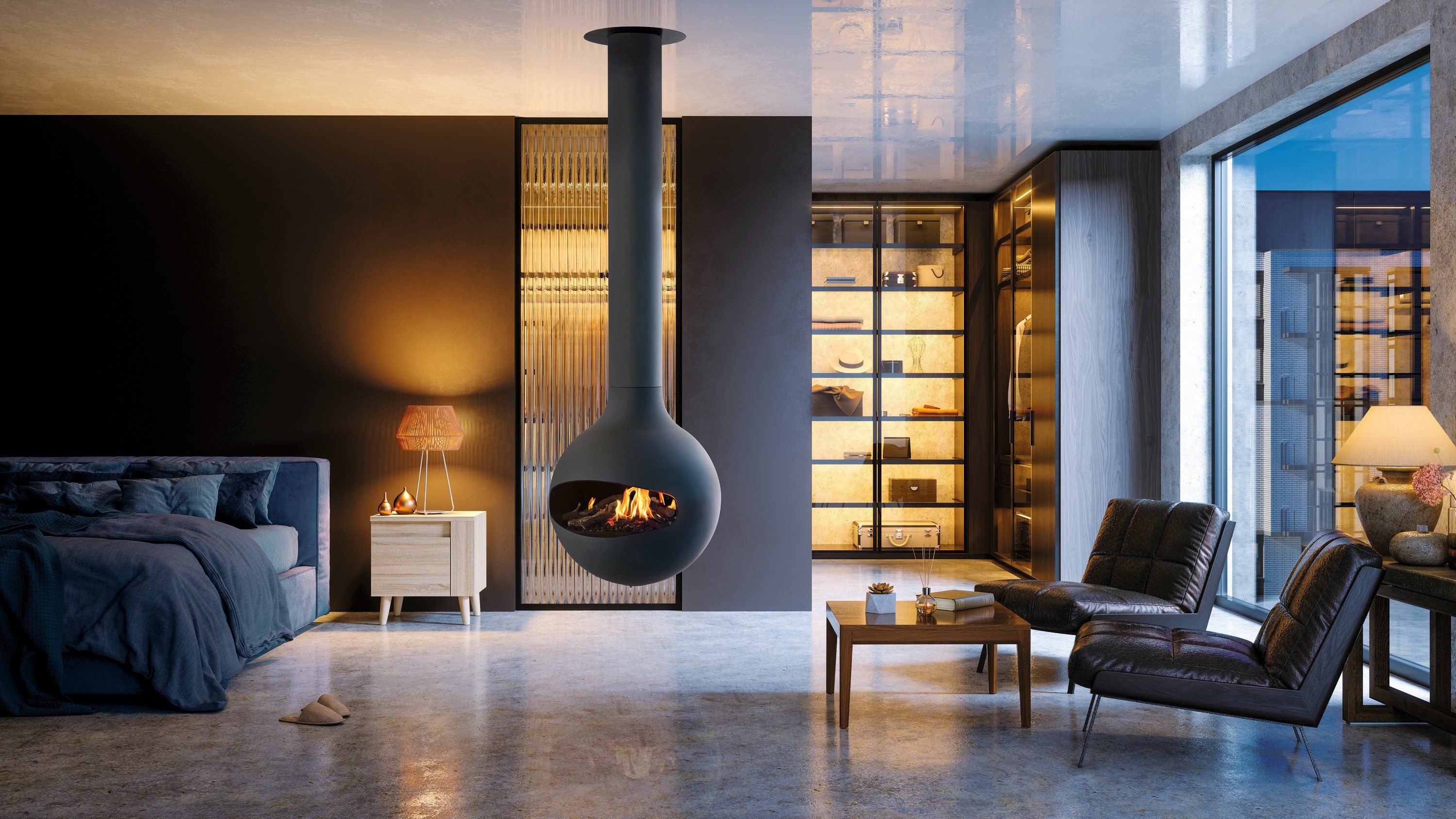 Стальной электрический подвесной камин Focus creation Bathyscafocus ARCH-00035508 - Вид №2