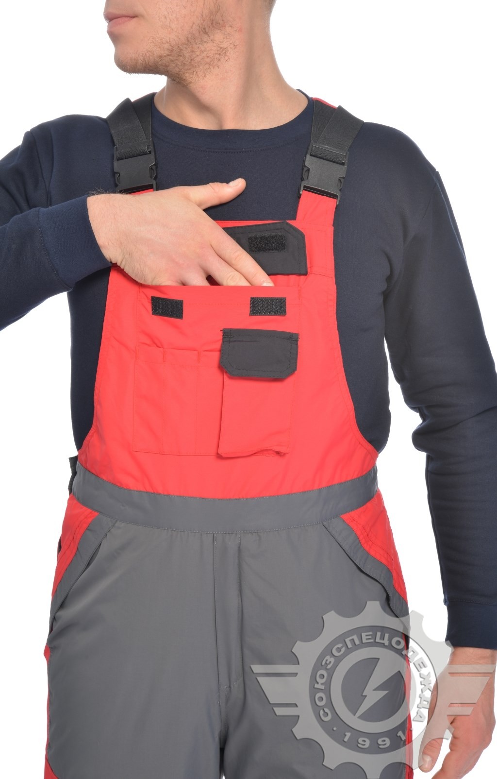 60939 Полукомбинезон "Аргус" зимний красно-белый  Зимняя спецодежда  размер 52-54/182-188  - Вид №3