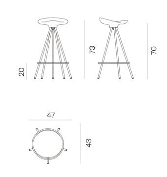 Алюминиевый и деревянный барный стул с подставкой для ног BD Barcelona JAMAICA ARCH-00133109 - Вид №6
