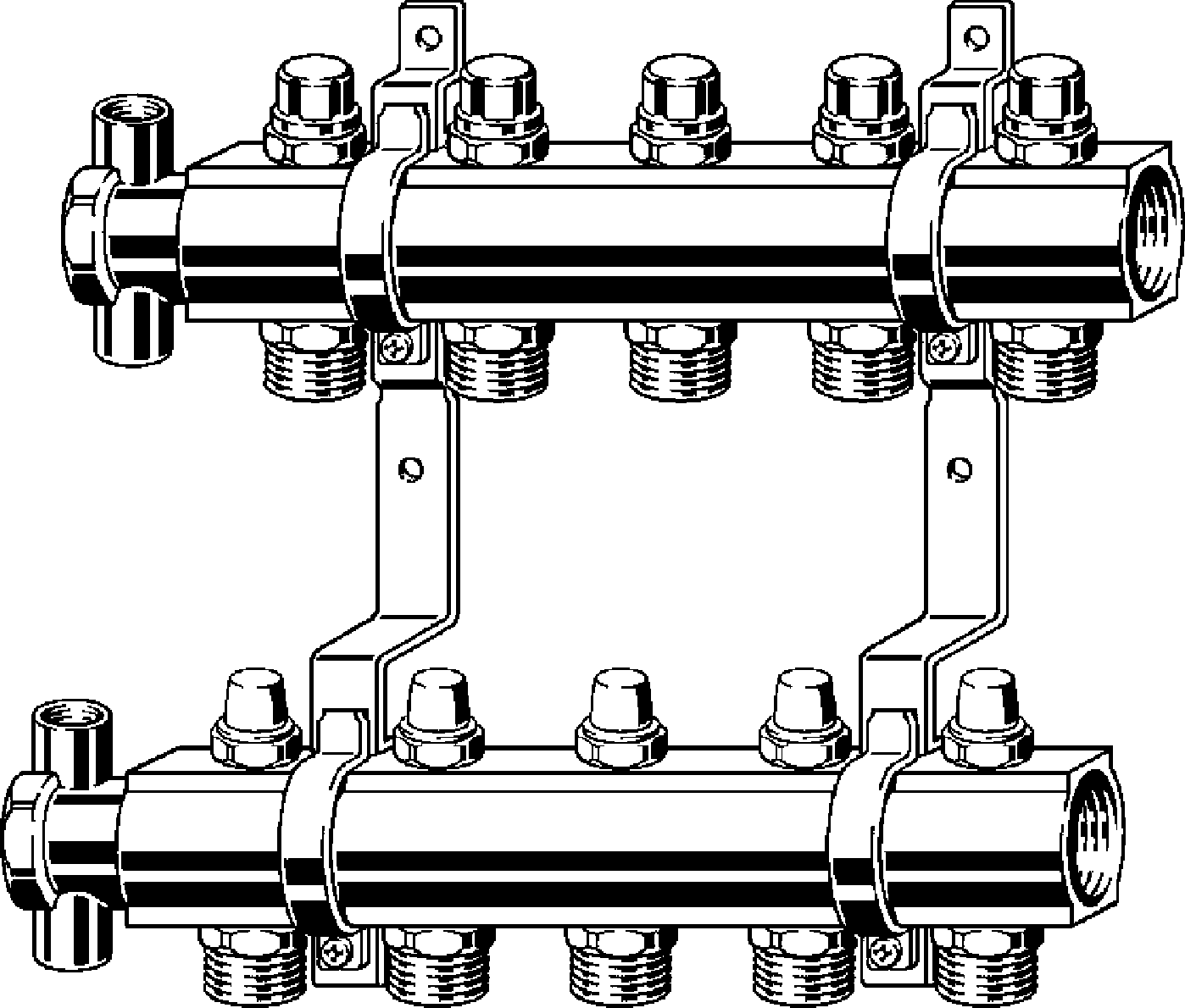 345 037 1) Модель 1002 Трубопроводные системы  Fonterra панельное отопление  Коллекторы  Латунь Santreyd  - Вид №1