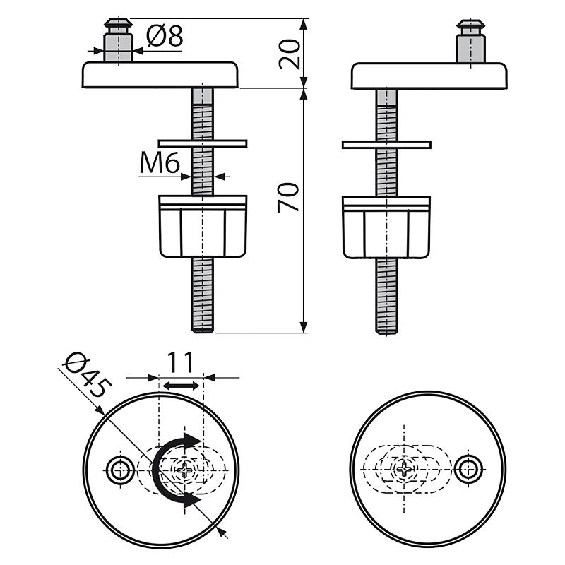 Петли с нижним монтажом, пластиковая крышка ALCAPLAST P106B - Вид №2