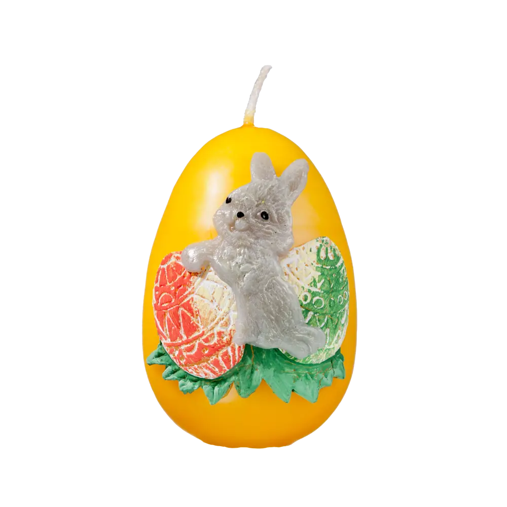Свеча Яйцо пасхальное с аппликацией кролик цвет в ассортименте 9 см Santreyd STLM-2008176