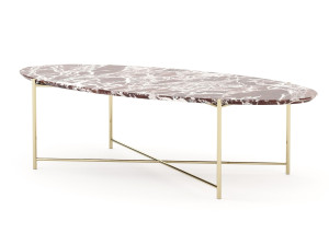 Овальный латунный журнальный столик для гостиной