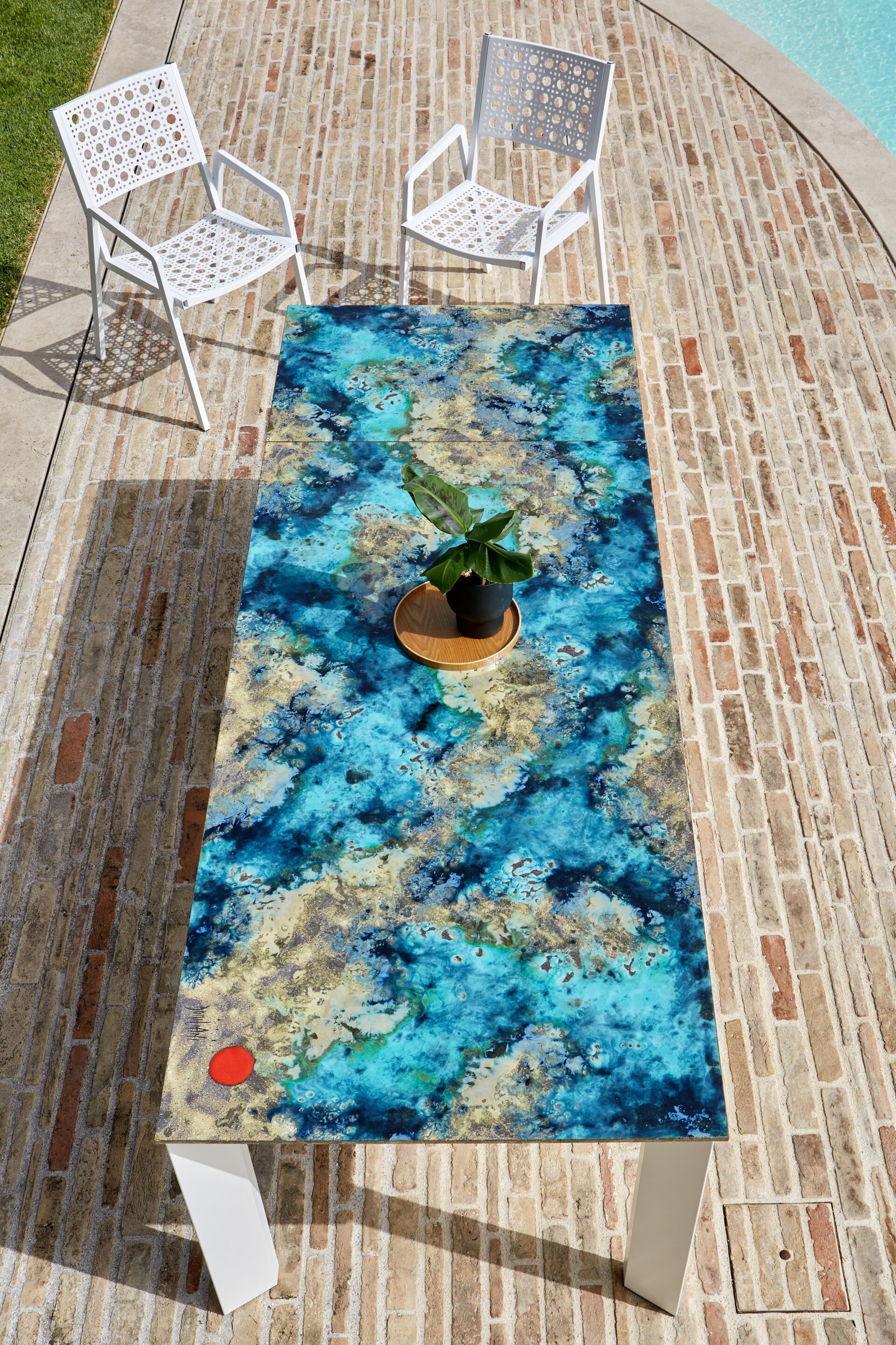 Выдвижной стол из майоликовой лавы и нержавеющей стали DOMIZIANI современный ARCH-00132487 - Вид №1