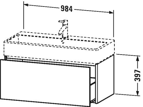 XS409609191 Тумбочка подвесная XSquare #XS4096 984 x 460 мм Серо-коричневый декор Duravit - Вид №1