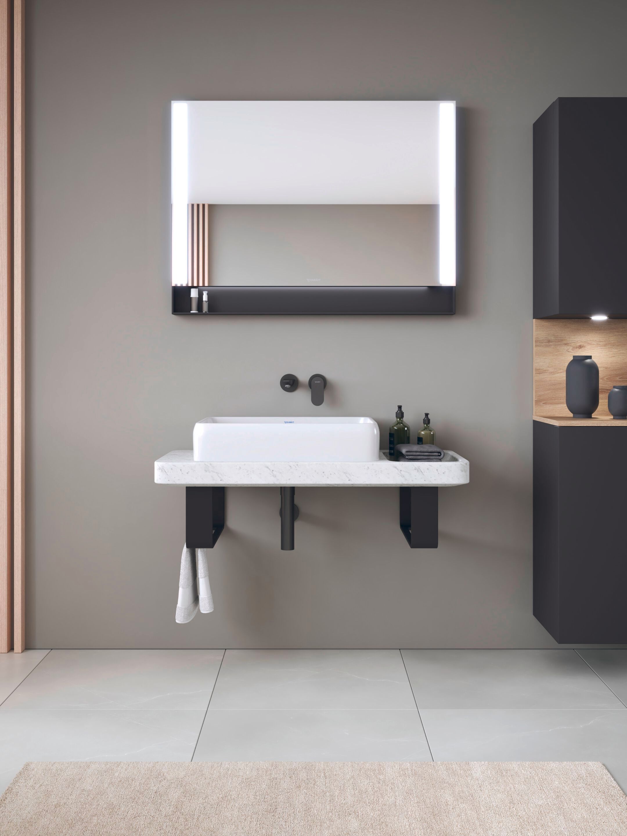 Керамическая и мраморная прямоугольная подвесная раковина с столешницей Duravit Qatego ARCH-00093679 - Вид №2